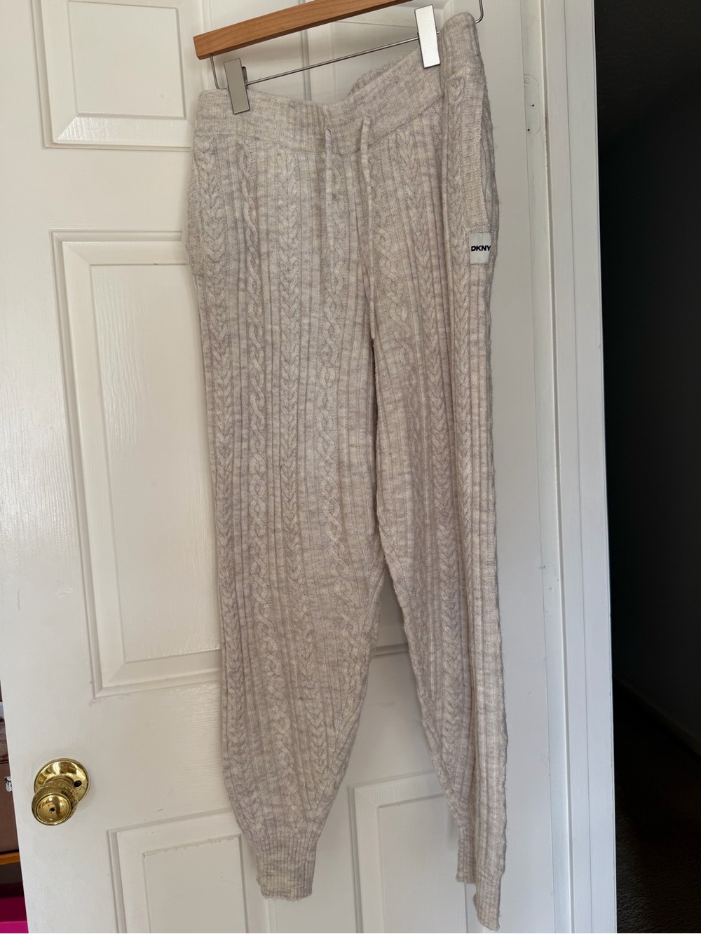 DKNY WoMen's Cream Cable-Knit Lounge Pants